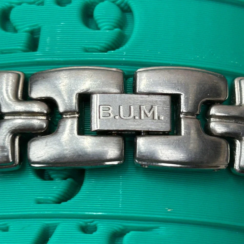 B.U.M. Equipment Mens Blue Sunburst‎ Dial Watch Silver Link Band BUM67363W 25mm